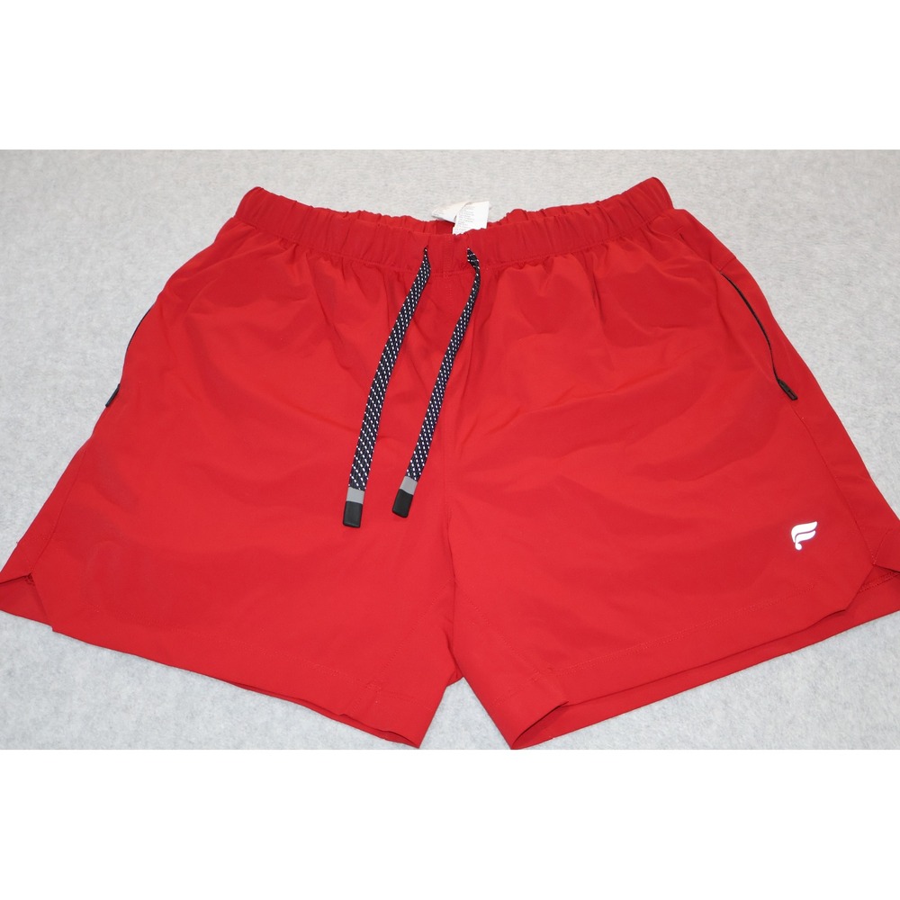 Fabletics Lined Gym Shorts Mens Medium Red Drawstring Workout Running